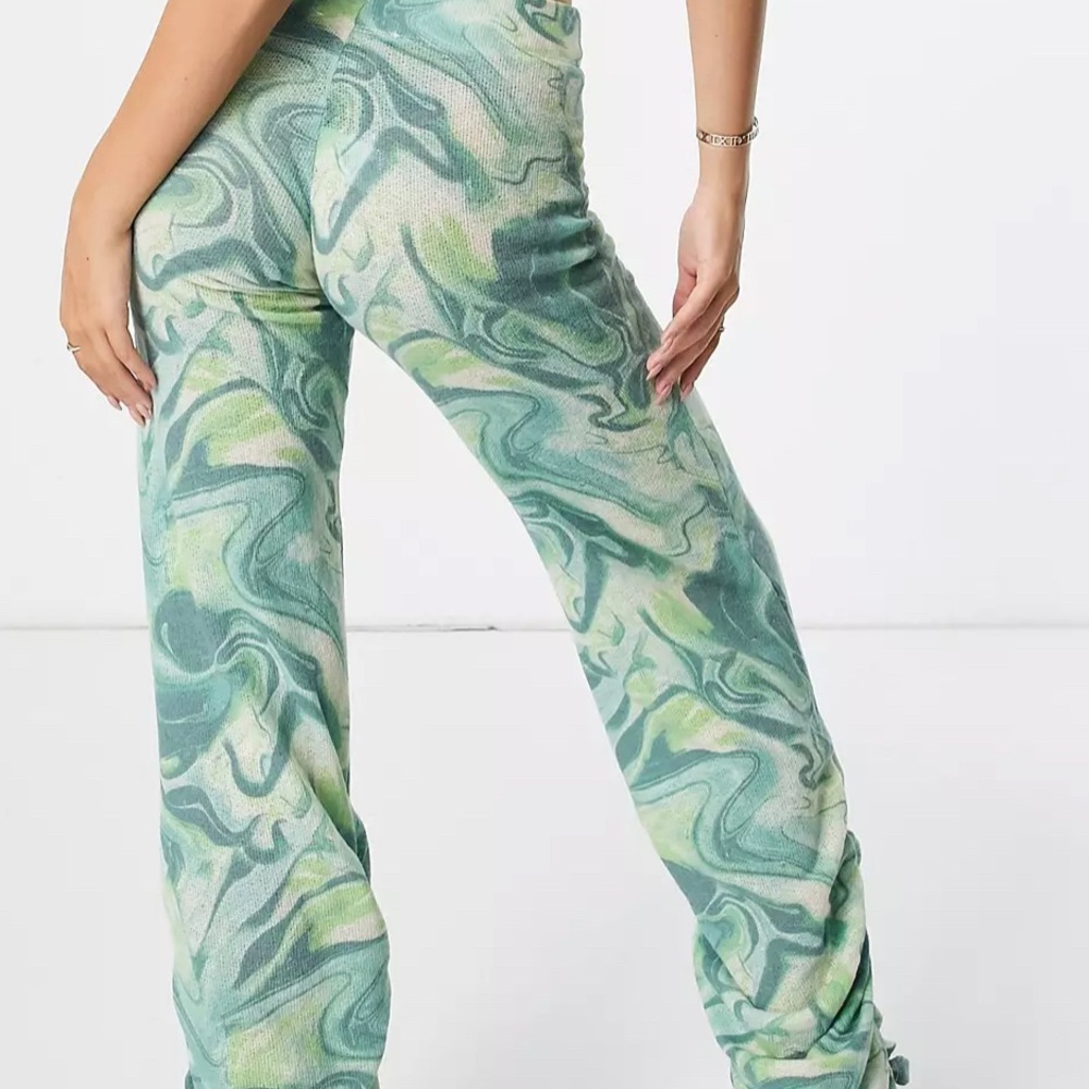 Jaded London Marble Printed Flare Pants